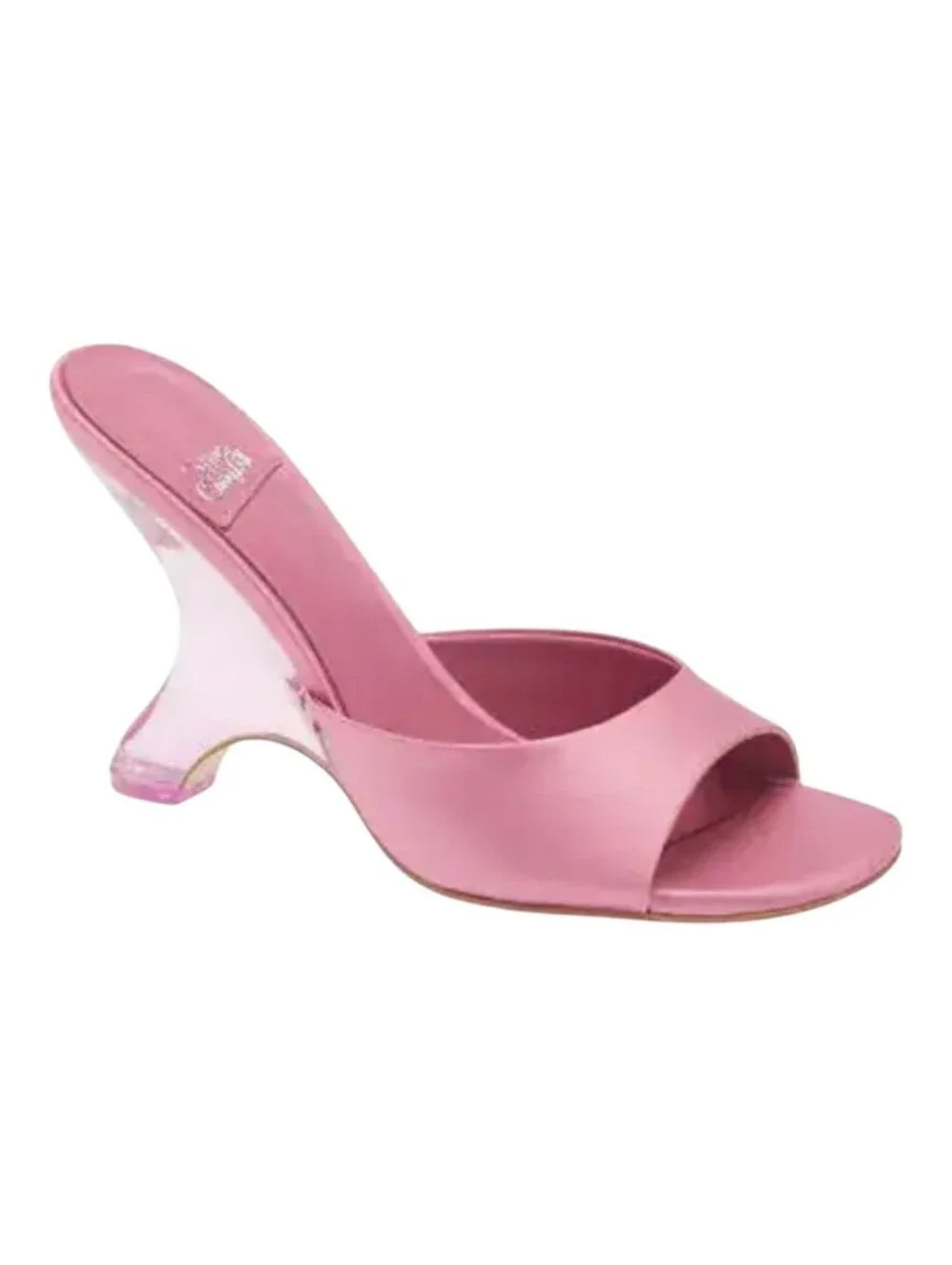 Jeffrey Campbell Mew 2 Pink Satin Open-Toe Mule with Sculpted Heel 10